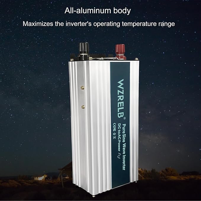WZRELB 1000W Pure Sine Wave Inverter 48V DC to 110V 120V AC,Car Power Inverter with Dual AC Outlets, LED Display,Off-Grid Portable Power Converter for Home, RV, Truck, Camping