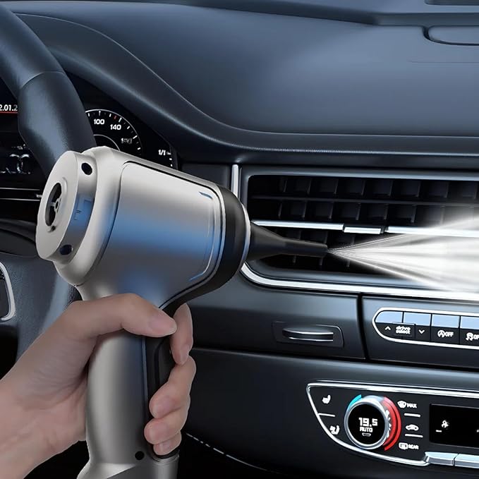 Vortix Smart Car Vacuum/Air Blower,Vortix Electric Air Duster & Vacuum,12000pa High Power Brushless Motor Wireless Handheld Car Vacuum Cleaner with Washable Filter & Storage Bag (Gray)