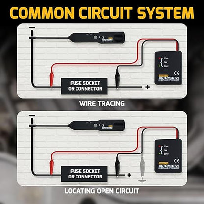 Automotive Electrical Open&Short Finder Circuit Tester Circuit Finder Detector Tone Generator Cable Wire Breaker Tracker Circuit Fault Finder DC 6-42V Car Diagnostic Tool