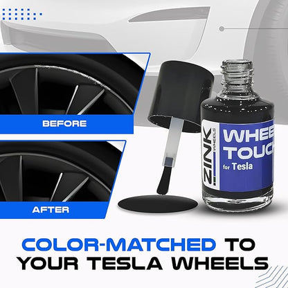 Premium Tesla Wheel Curb Rash Repair Kit for Model S 21-inch Sonic Carbon Twin Turbine Rims - DIY Kit with Color-matched Touch Up Paint - Made in USA