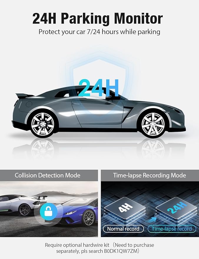 OMBAR Dash Cam Front and Rear 5G WiFi, Dash Cam 4K/2K/1080P+1080P, Dash Camera for Cars with 3.18" LCD Screen, Dashcam Car Camera with WDR Night Vision, G-Sensor, Loop Recording, SD Card Not Included