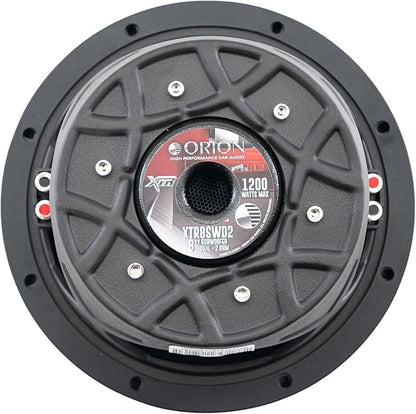 Orion XTR Series XTR8SWD2 Free Air Slim Shallow Mount 8” Car Subwoofer, 1200W Max Power, 300W RMS, Dual 2 Ohm, UV Coated Cone, NBR Surround – OEM Sub Replacement Compact for Lexus, BMW, Nissan, & More