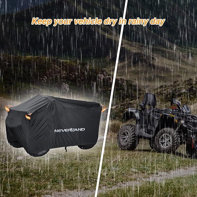 NEVERLAND ATV Cover Waterproof Heavy Duty 4 Wheeler Cover Quad Cover All Season Weather Proof Outdoor UV Protection for Polaris Yamaha Suzuki Honda (Black XLarge)