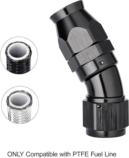 EVIL ENERGY 12AN 30 Degree PTFE One Piece Full Flow End Hose Fitting Aluminum Black