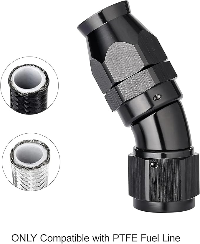 EVIL ENERGY 10AN 30 Degree PTFE One Piece Full Flow End Hose Fitting Aluminum Black