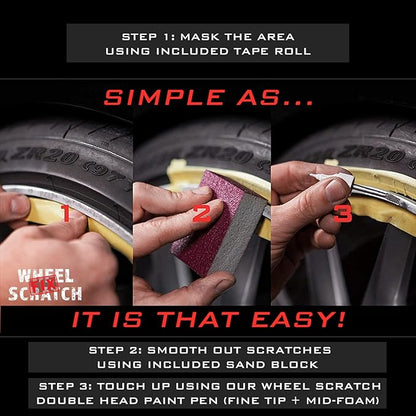 Dark Silver Rim Touch Up Paint Kit, Car Wheel Scratch Repair Kit, Wheel Touch Up Paint Pen, curb rim repair kit, curb rash repair kit, Universal Rim Alloy Wheel Paint Dark Silver (Dark Silver)