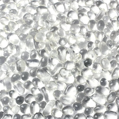 1 Lb (460 g) Clear Sea Glass Stones Irregular Rainbow Glass Pebble Decorative Rock Glaze Quartz Tumbled Gemstone Chips for Aquarium Decoration/Vase Filler/Jewelry Making/Handwork Craft