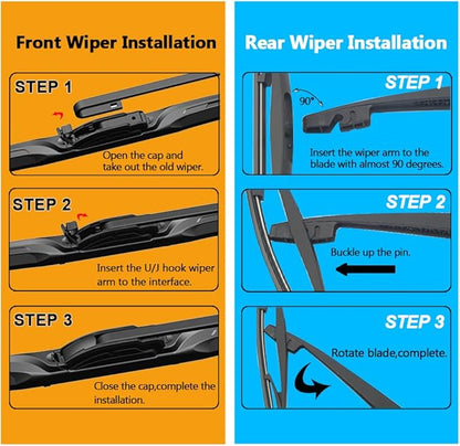 AUTOBOO 26"+18" Windshield Wipers with 12" Rear Wiper Blade Replacement for Nissan Murano Infiniti QX50 Acura RDX 2017 2018 2019 2020 2021 2022 2023-Original Factory Quality (Pack of 3)