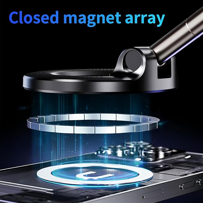 Vacuum Magnetic Car Phone Holder,360°Adjustable Magnetic Phone Holder,Hands-Free Suction Cup Phone Mount for MagSafe,Cell Phone Holders for Your Car for All Smartphones & All Car Models