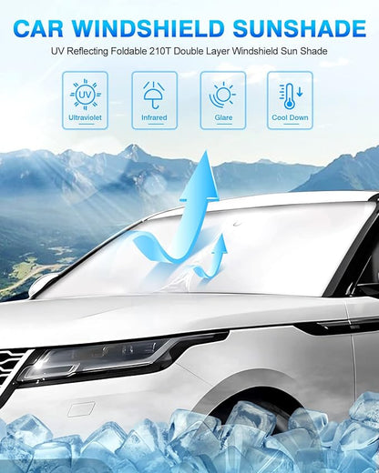 KUST Windshield Sun Shade for 2017-2024 2025 2026 Land Rover Range Rover Velar Accessories Window Shade Sun Visor Cover Foldable Blocks UV Rays Keep Car Cooler
