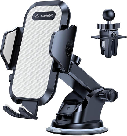 andobil Car Phone Mount [Ultra Stable & Big Phones Friendly] Cell Phone Holders for Your Car Dashboard Windshield Vent Truck, Car Phone Holder Mount for iPhone 16 15 14 13 12 Pro Max Samsung S24 S23