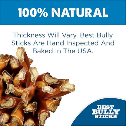 Best Bully Sticks 12 Inch Bully Sticks for Dogs - 10 Count (Pack of 1) - Natural, Easily Digestible, 100% Grass-Fed Beef, Grain and Rawhide Free