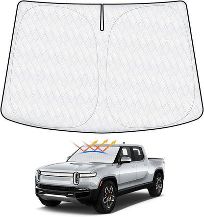 Cartist 5-Layer Windshield Sun Shade Custom Fit for Rivian R1T 2022-2025 2026 Accessories Foldable Car Front Window Sunshade Sun Visor Protector