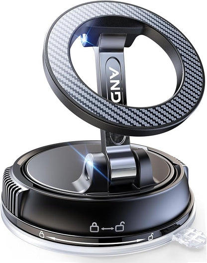 Car Phone Holder for Magsafe [78+LBS Strongest Suction & 2400gf Strongest Magnetic] 360° Adjustable Car Phone Mount, Phone Holders for Your Car for iPhone 16 Pro Max 15 14 13 12 Plus (Carbon Fiber)