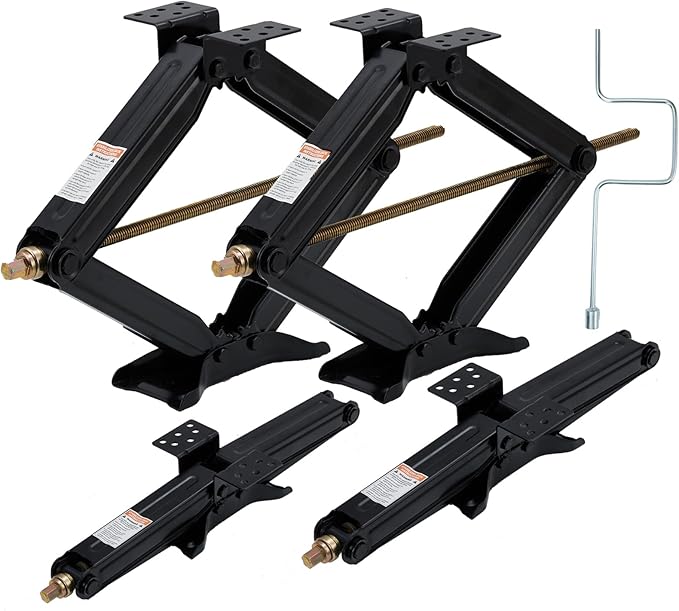 Garvee 24" RV Scissor Jack - 7500lb Heavy Duty Leveling Stabilizer with Crank Handle, Stable Base, 4"-24" Adjustable Height, Powder Coated Steel for Travel Trailers, RVs & Campers - 4 Pack