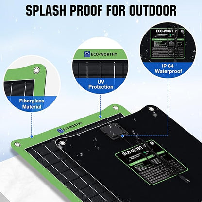 ECO-WORTHY Upgrade 7.5W Solar Car Battery Charger Maintainer 12V Waterproof Solar Panel Portable Solar Trickle Charger for Car Truck Boat Lawn Mower RV Trailer Tractor Utility Vehicle Battery
