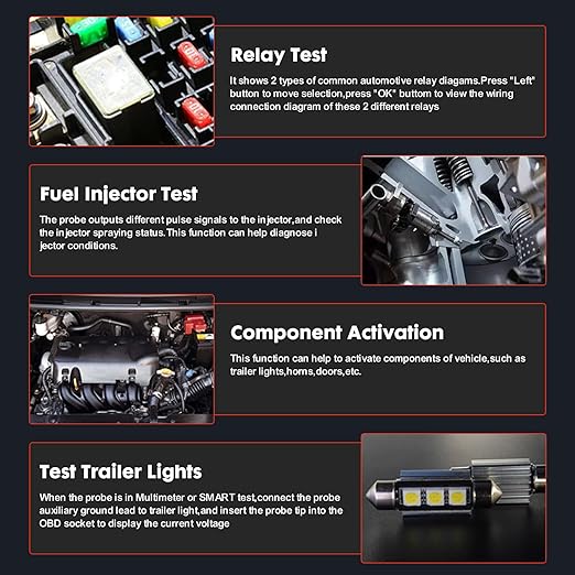 P200 Power Circuit Probe Kit - Test Light Automotive Circuit Tester Circuit Breaker Finder Tool, Relay Tester Multimeter, Oscilloscope, Fuel Injector Tester - 9~30V