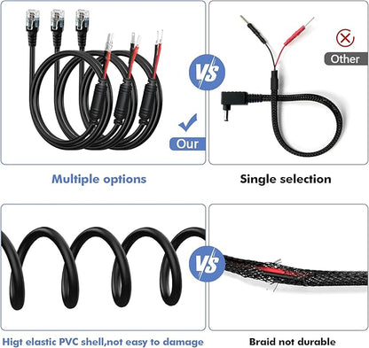 Radar Detector Hardwire Power Cord, Rearview Mirror Plug Cable, with Inline Fuse Holder,Suitable for Escort Beltronics Valentine One Cobra Whistler Radar Detector,3-Piece Set,17.7'' (RJ11)
