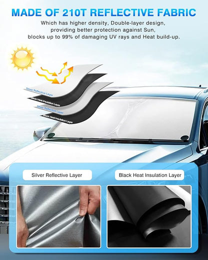KUST Windshield Sun Shade for Nissan Titan 2020-2023 2024 Window Shade Sun Visor Cover Foldable Blocks UV Rays Keep Your Car Cooler