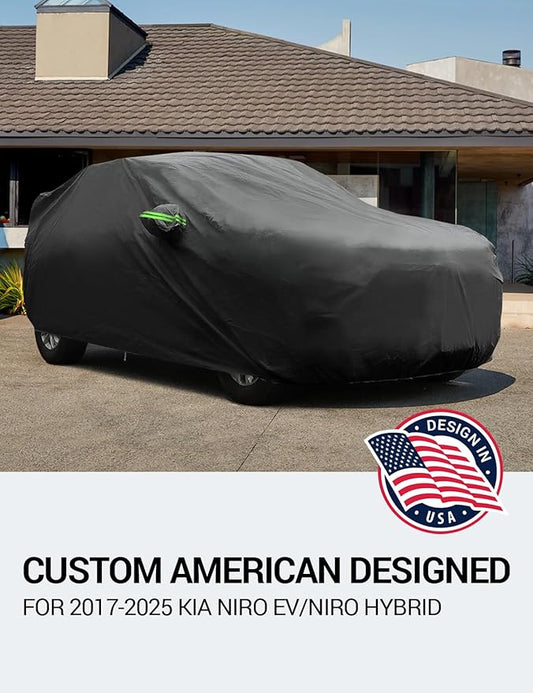 Proadsy 2025 Upgrade Car Cover Custom Fit for 2017-2025 Kia NIRO NIRO EV/Hybrid, Waterproof All Weather for Automobiles, Full Exterior Cover Rain Snow Sun Protector Indoor Outdoor Car Cover