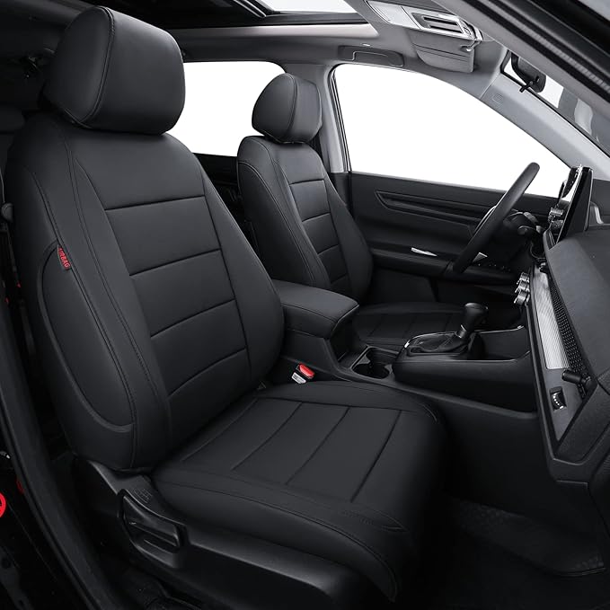 coverdream CRV Leather Seat Covers Fit for 2023 2024 2025 2026 Honda CR-V LX,EX,EX-L,Sport Series,Hybrid,Trailsport,Fully Covered,Airbag Compatible Waterproof Car Seat Protector (Full Set,Black)