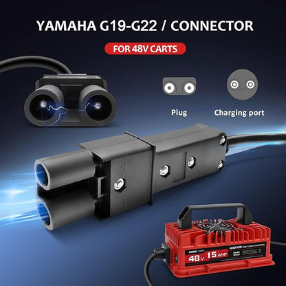 15 Amp 48 Volt Golf Cart Battery Charger for Yamaha G19-G22 with 2-Pin Plug