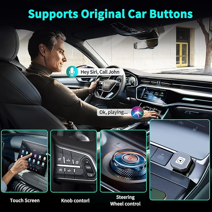 Wireless CarPlay Adapter for iPhone - Mini USB Design, Plug & Play, Auto Connect,Convert Wired to Wireless CarPlay in Seconds, iOS 10+ Compatible (2025 Upgrade) for Cars 2016+ (Black)