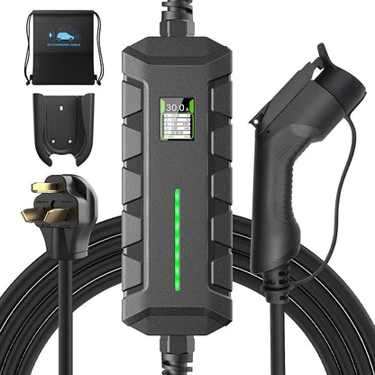 Level 2 EV Charger ETL Certified, 30A 7.2KW Home Charging Station, Plug-in NEMA 10-30, Portable EV Charger with 25FT Cable for SAE J1772 Cars
