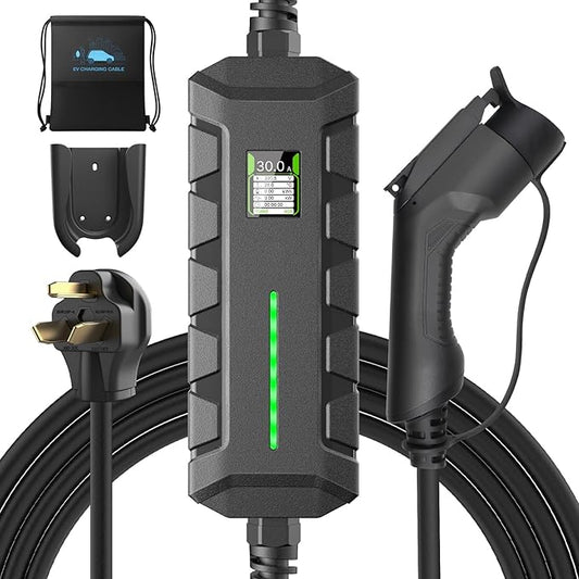 Level 2 EV Charger ETL Certified, 30A 7.2KW Home Charging Station, Plug-in NEMA 10-30, Portable EV Charger with 25FT Cable for SAE J1772 Cars