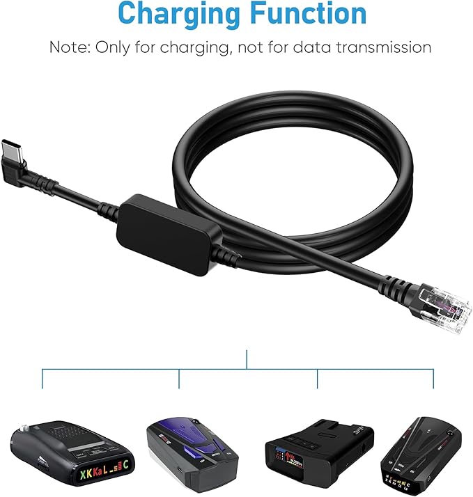 PD3.0 Radar Detector Cable, with Type-C to RJ11 Plug ,Replacement Radar Detectors Power Cable,for Escort Passport 9500i MAX360 Uniden R1 R3 DFR8 DFR9 Radenso XP Beltronics STI Radar Detector and more