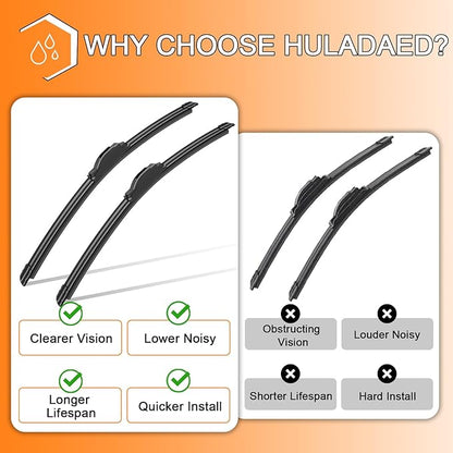 HULADAED® 26''+19''+14'' Windshield Wipers Replacement for Subaru Outback/Legacy 2014 2013 2012 2011 2010,Silicone Front Rear Wiper blades for MY Car-All Weather & Quiet(3 PACK)