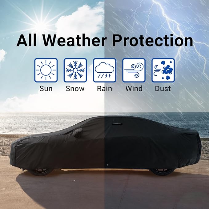 iCarCover Custom Car Cover for Buick Lacrosse (2005-2019) Waterproof All-Weather Rain Snow UV Sun Protector Full Exterior Indoor Outdoor Car Cover (Stripe - Black/Gray)