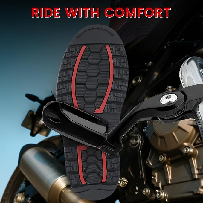 Motorcycle Adjustable Highway Pegs,1.25" Highway Foot Pegs for Harley Davidson Touring Road King Road Glide Street Glide Electra Glide Dyna Sportster Softail fits 32mm Engine Guard, Black