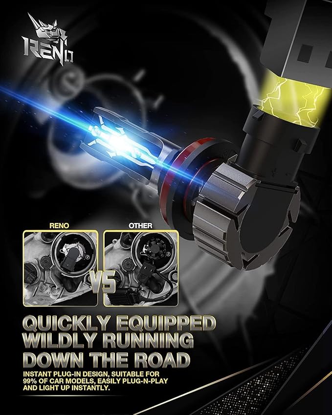RENO H11 Bulb, H11 Fog Lights Bulb, H11 Light Bulbs Fanless In Line H9 H8 Car Fog Bulb Plug and Play, Pack of 2