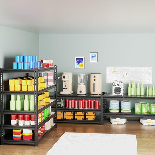 5-Tier 60”D X 24”W X 72”H Heavy Duty Shelving 3000LBS Garage Storage Rack Heavy Duty Adjustable Industrial Warehouse Shelving(Black)