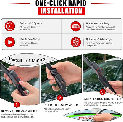 Windshield Wiper Blades Replacement for Chevrolet Chevy Spark 2013 2014 2015 Original Factory Quality Front Rear Wipers Blade Set for My Car - 24" 16" 12" (Pack of 3)