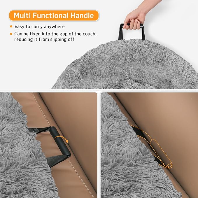 GGIB Calming Dog Bed Fluffy Plush Dog Mat for Furniture Protector with Removable Washable Cover for Large Medium Small Dogs and Cats (Extra Large (53x39.3x6), Grey)