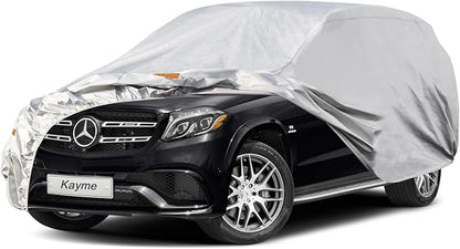 Kayme 6 Layers SUV Car Cover Waterproof All Weather for Automobiles, Outdoor Large SUV Cover Rain Sun UV Protection, Universal Fit for BMW X7, Buick Enclave, Lexus LX570, Mercedes GLS (201-206 inch)