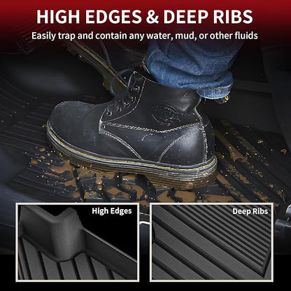LASFIT Floor Mats Fit for Volkswagen Tiguan 2024 2023 2022 2021 2020 2019 2018 (Only for 5 Seater) All Weather TPE Custom Fit Floor Liners for 1st and 2nd Rows Car Mats for VW Tiguan 2018-2024, Black