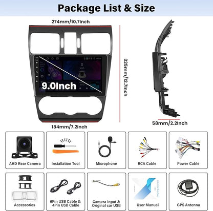UNITOPSCI 4G+64G Radio for Subaru Forester WRX Impreza 2015-2018 Android Car Stereo CarPlay Android Auto Bluetooth 5.0 GPS 9 Inch 1280 * 720 Touchscreen DSP 32 EQ FM/RDS WiFi SWC Backup Camera Mic