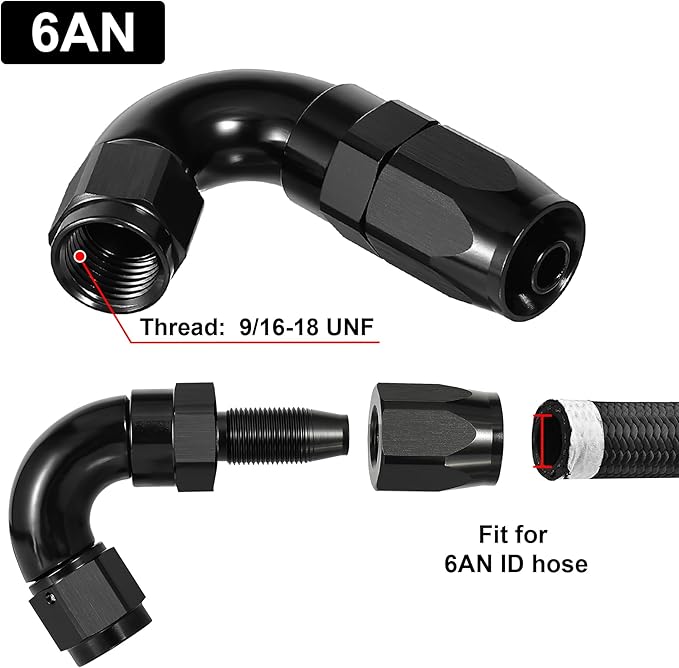 EVIL ENERGY 6AN 120 Degree One Piece Full Flow Hose End Fitting Swivel For CPE Braided Hose