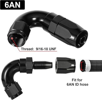 EVIL ENERGY 6AN 120 Degree One Piece Full Flow Hose End Fitting Swivel For CPE Braided Hose