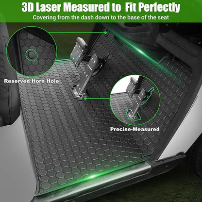EZGO TXT Golf Cart Full Coverage Floor Liner Mat, fits EZGO TXT (1994+), Valor(1994+), Express S4(2012-2020), Cushman Workhorse, EX1(2020), Thick Anti-Slip Rubber, Black Trim
