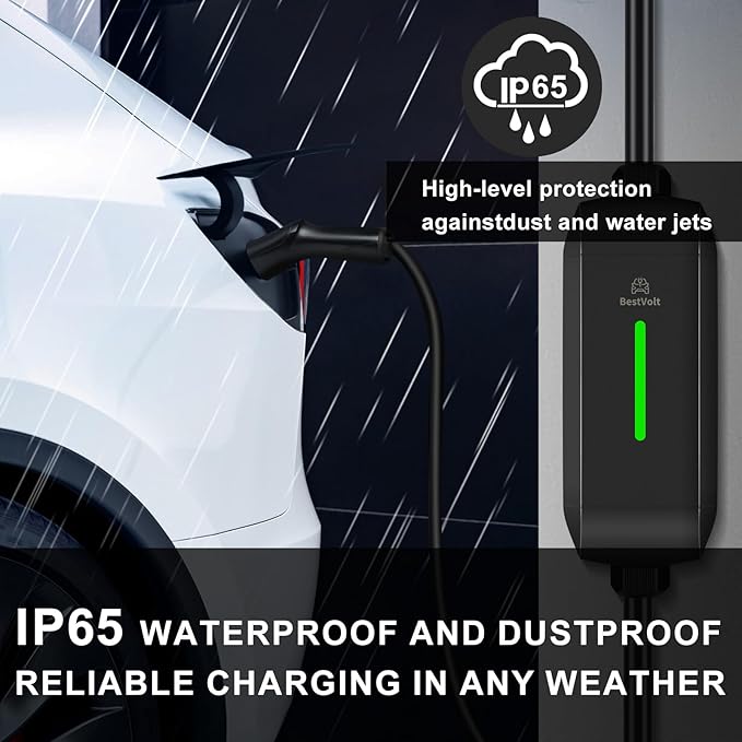 Best Volt Electric Vehicle Portable Charger for Tesla,ETL Certified,25ft Fast Charging, IP65 Waterproof, Compatible with Model 3/X/Y/Cyber Truck,No Adapter Needed (Nema 14-50 240V/40A, Black)