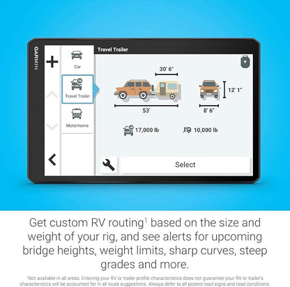 Garmin RV 1095, Extra-Large, Easy-to-Read 10” GPS RV Navigator, Custom RV Routing, High-Resolution Birdseye Satellite Imagery, Directory of RV Parks and Services, Landscape or Portrait View Display