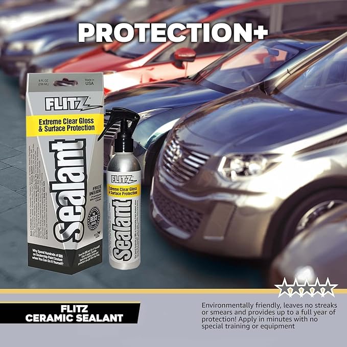 Flitz Ceramic Sealant - 8oz Bottle of USA-Made Ceramic Coating for Cars, Boats, Glass - Repels Water, Polishes, and Protects for 1 Year - Protection Car Spray (1 Pack)