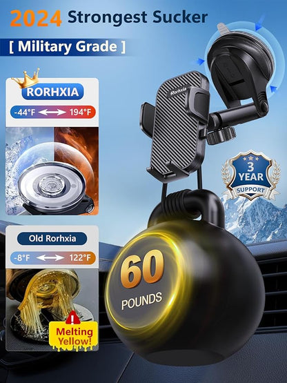 [Military-Grade 3-in-1 Purple Phone Holders for Your Car, [2025 Most Stable and Flexible Suction Cup] Vent Dashboard Windshield Cell Phone Mount Car Fit for All Phones, iPhone, Samsung