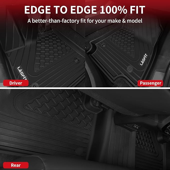 LASFIT Floor Mats&Trunk Mat for Lexus NX/ NX250/ NX350 2022-2025 (Not Fit for NX350h/ NX450h+), All Weather Car Mats TPE Floor Liners Accessories Front & Rear Rows & Cargo Liner, Black