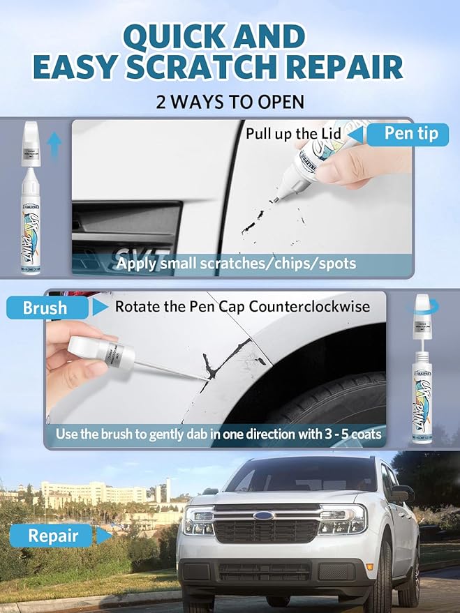 Race Red(PQ) Touch Up Paint for Ford, Car Paint Scratch Repair Remover Pen Color Exact Match, Quick and Easy Fix Automotive Chips and Nicks Scuff