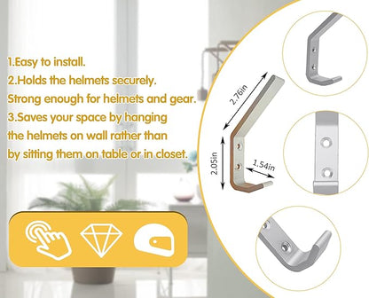 EBaokuup 6 Set Helmet Holder - Wall Mounted Motorbike Helmet Storage Rack with Mounting Screws (6 Hooks + 12 Screws)